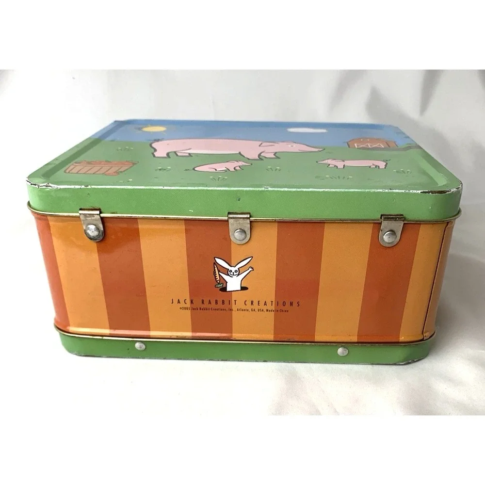 Jack Rabbit Creations Metal Lunch Box Farm Theme Pig Sheep Barn